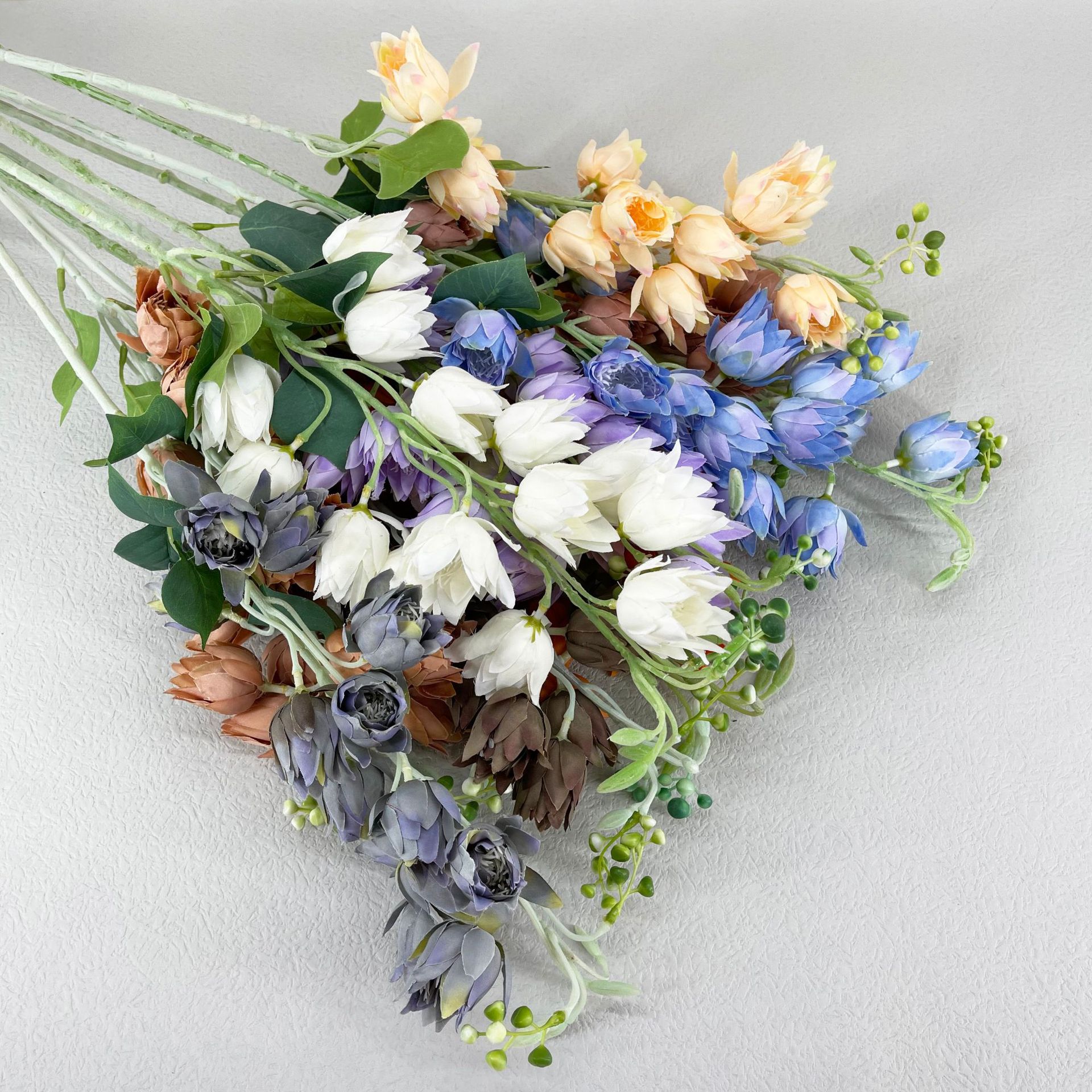 仿真风铃花植绒凤尾兰仿真花婚庆婚礼装饰假花室内插花配材人造花