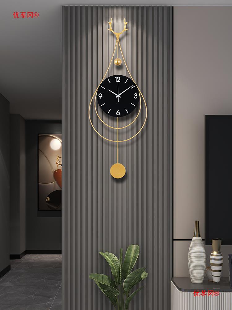 钟表客厅家用免打孔时钟现代简约大气背景墙格栅挂钟艺术装饰挂件