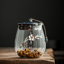 透明玻璃家用茶叶罐锡花存茶罐大小号储物密封罐花茶罐子