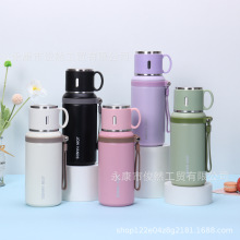 新款316不锈钢运动水壶户外带提绳车载水杯双盖大容量保温杯批发