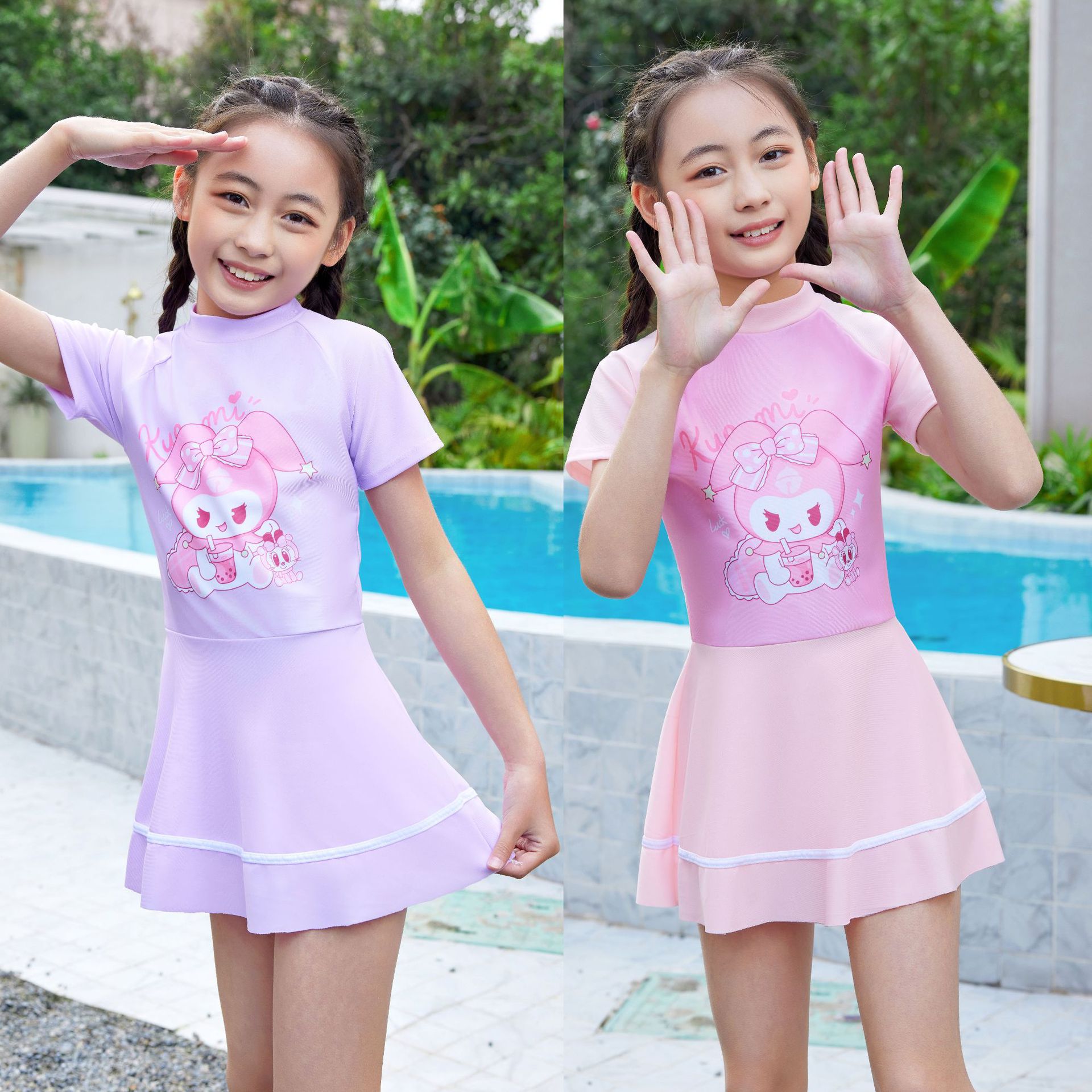 儿童泳衣女童2024新款女孩卡通连体游泳衣中大童宝宝可爱速干泳装