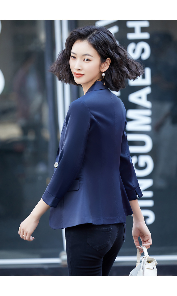 浅蓝色西装外套女2022春季新品休闲职业装套装韩版时尚女士小西服