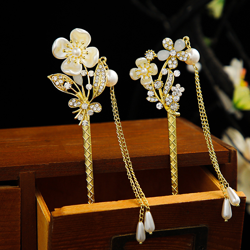 发簪女新中式古风流苏步摇发钗高级感盘头发钗子汉服旗袍簪子发饰