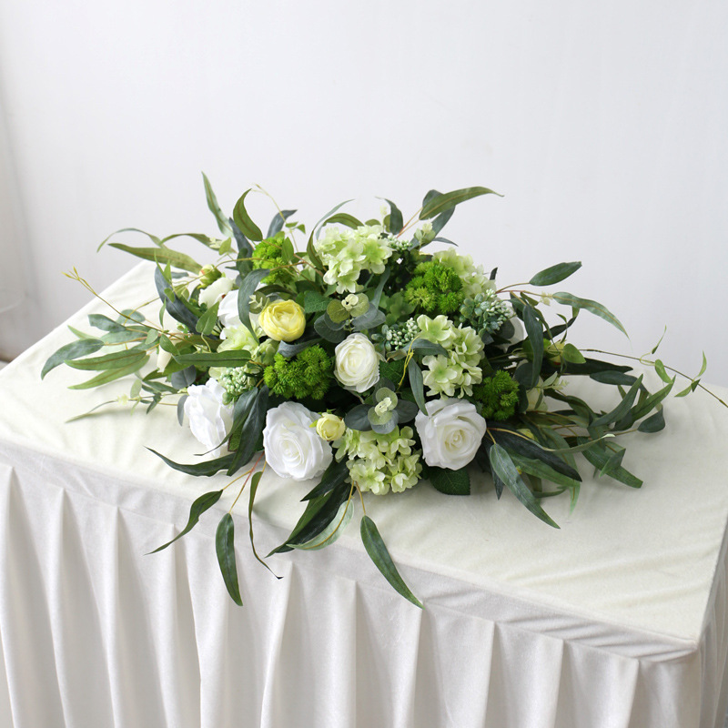 桌摆会议室酒店装饰花摆设仿真桌花清新绿色摆花西餐厅长条餐厅花