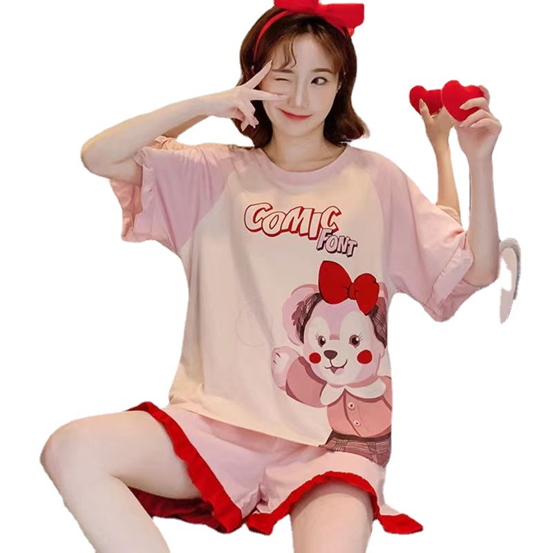 Factory Wholesale Pajamas Women's Summer Thin Short-Sleeved Cute Princess Style Extra Large Size Women's Summer Home Wear Suit