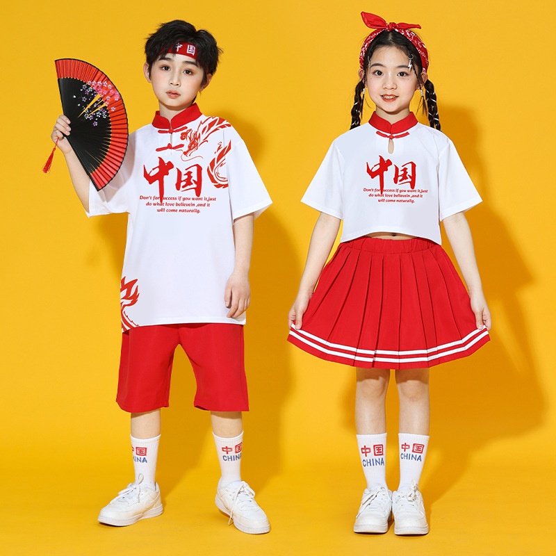 中国风校服套装六一儿童啦啦队演出服学生运动会街舞服班服表演服