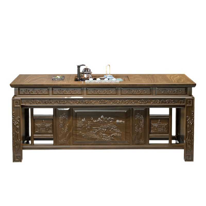 茶桌 实木古典中式茶桌椅组合1.8米办公室茶桌椅套装泡茶实木茶台