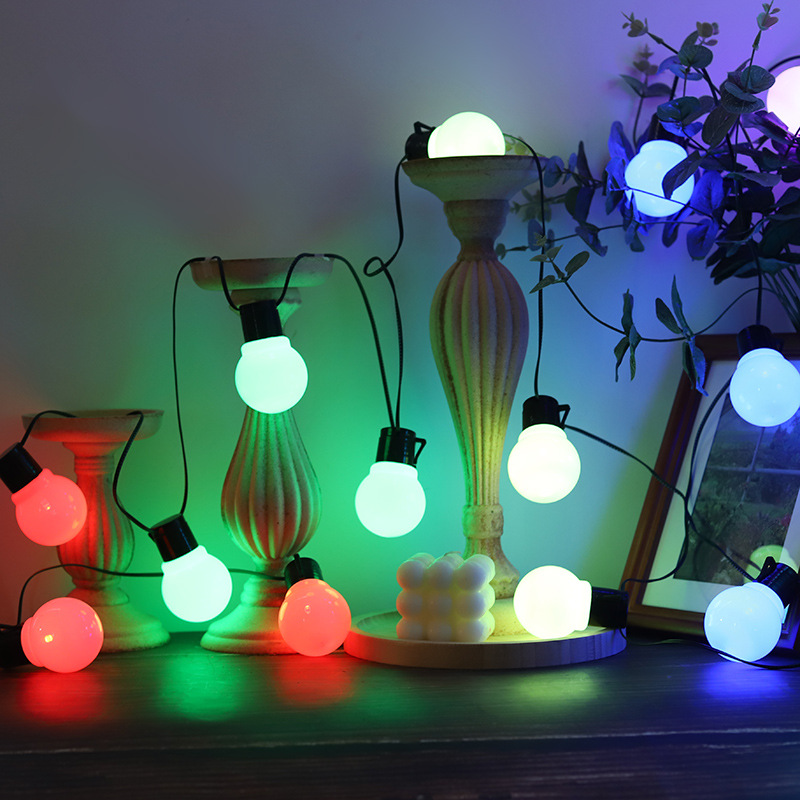 新款rgb球泡灯串6码圣诞庭院户外跑马流水七彩复古led灯泡灯串