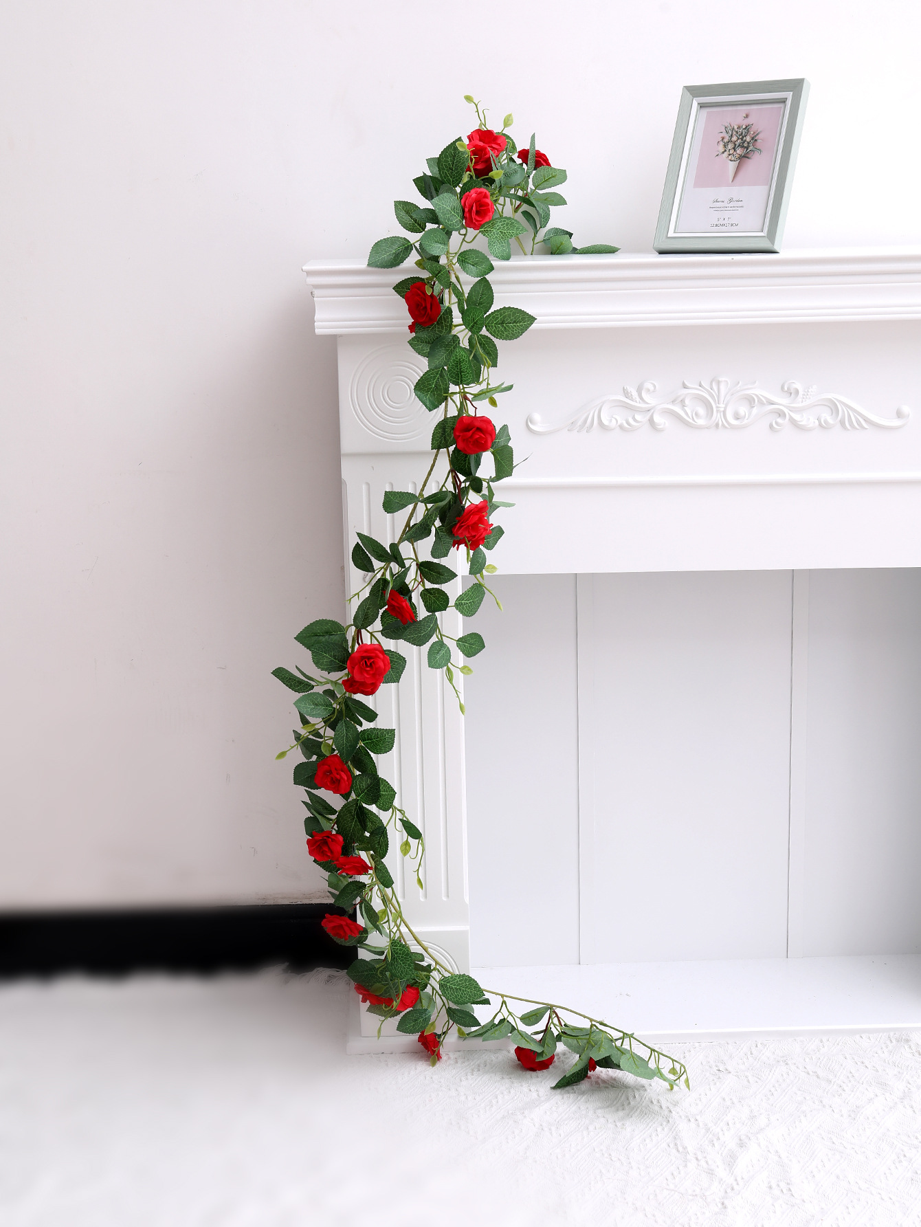 Artificial Wire Rose Vine Plastic Flowers Wedding Creative Decoration Open Pipe Pipe Living Room Wall Hanging Silk Flower Vine