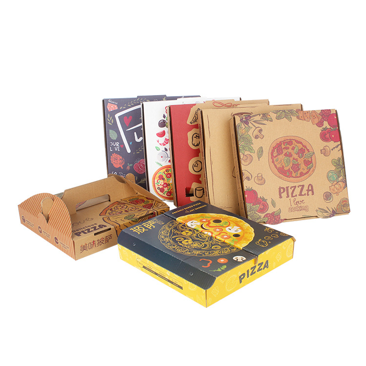 Wholesale 8/9/10/12 Christmas Kraft Corrugated Paper Takeaway Packing Box Baking Printing Logo Pizza Box