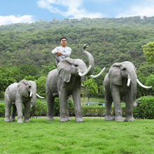 户外大型大象雕塑公园景区仿真动物玻璃钢商场园林装饰品美陈摆件