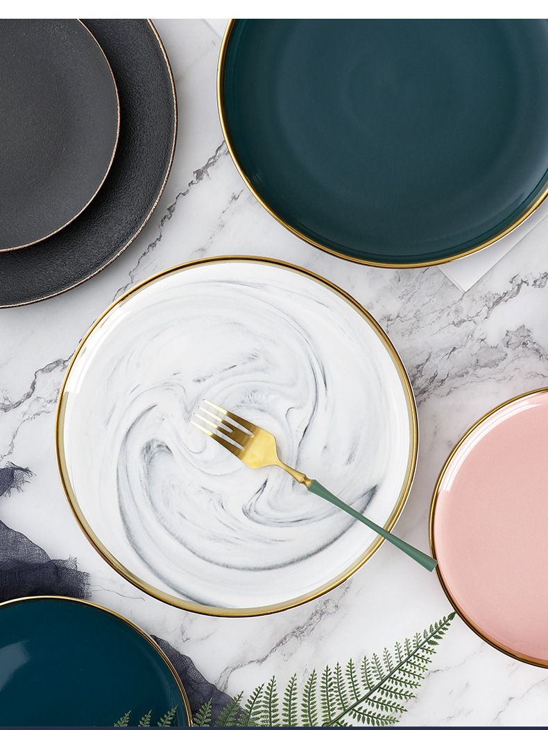 北欧新款ins网红盘子创意轻奢日式陶瓷盘西餐平盘汤盘早餐盘鱼盘