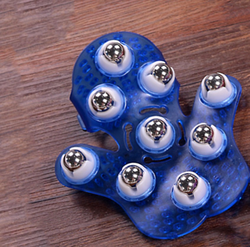 批发亚马逊速卖通热销九珠按摩器手动颈部按摩器手掌形钢珠按摩器