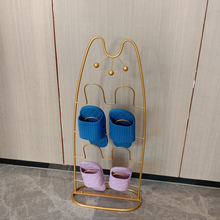 N5铁艺创意猫简易拖鞋架室内卫生间门口浴室宿舍窄小收纳落地鞋架