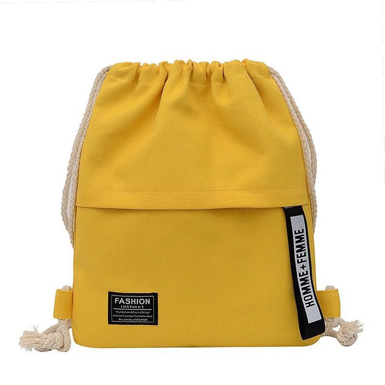 Factory Wholesale Drawstring Backpack Solid Color Fashion 2024 Canvas Bag Drawstring Bag Korean Women Bag Pull-Belt Backpack