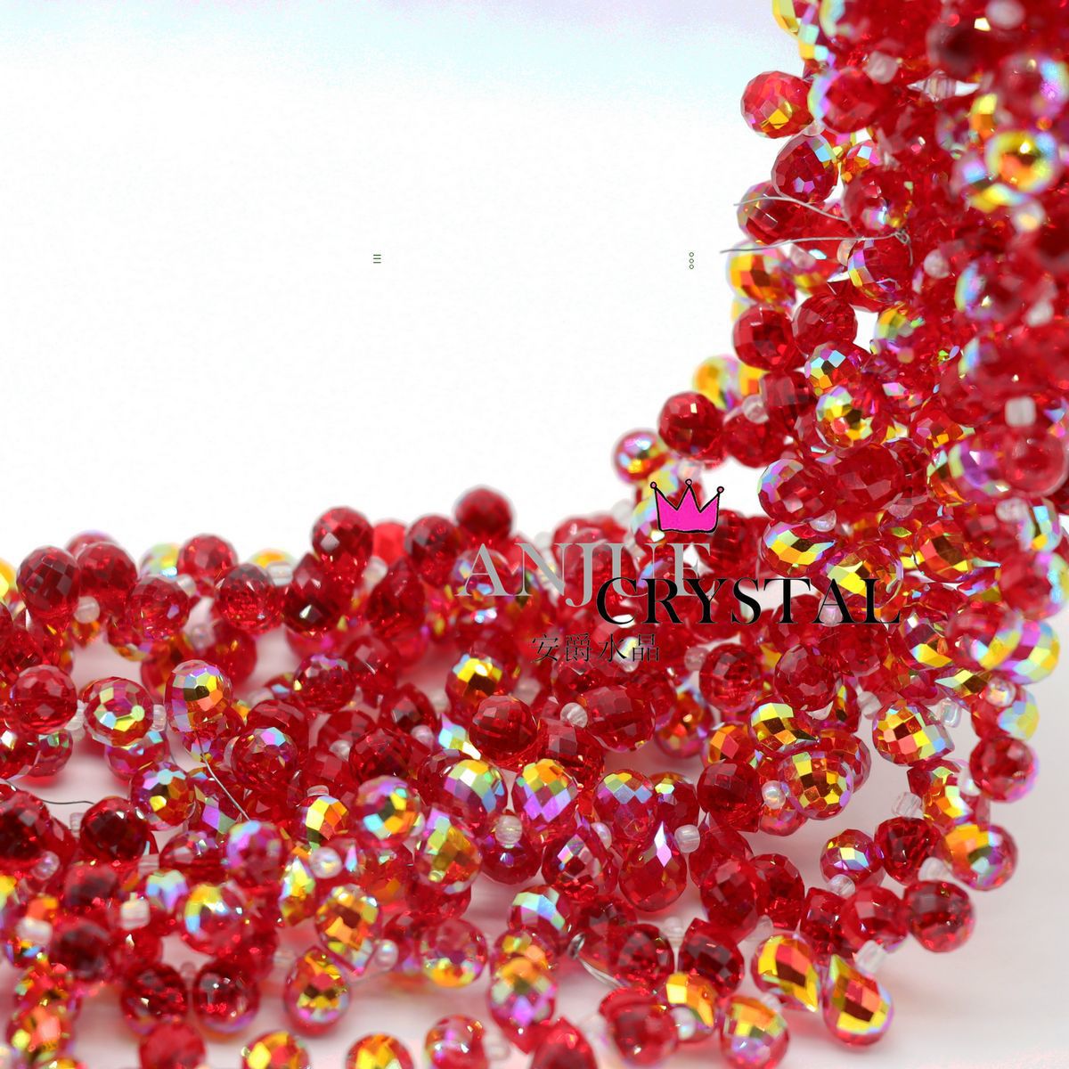 8mm Horizontal Hole Strawberry Crystal Purple Flashing Red Water Drop Beaded Diy Ornament Scattered Beads Glass Car Hanging Ring