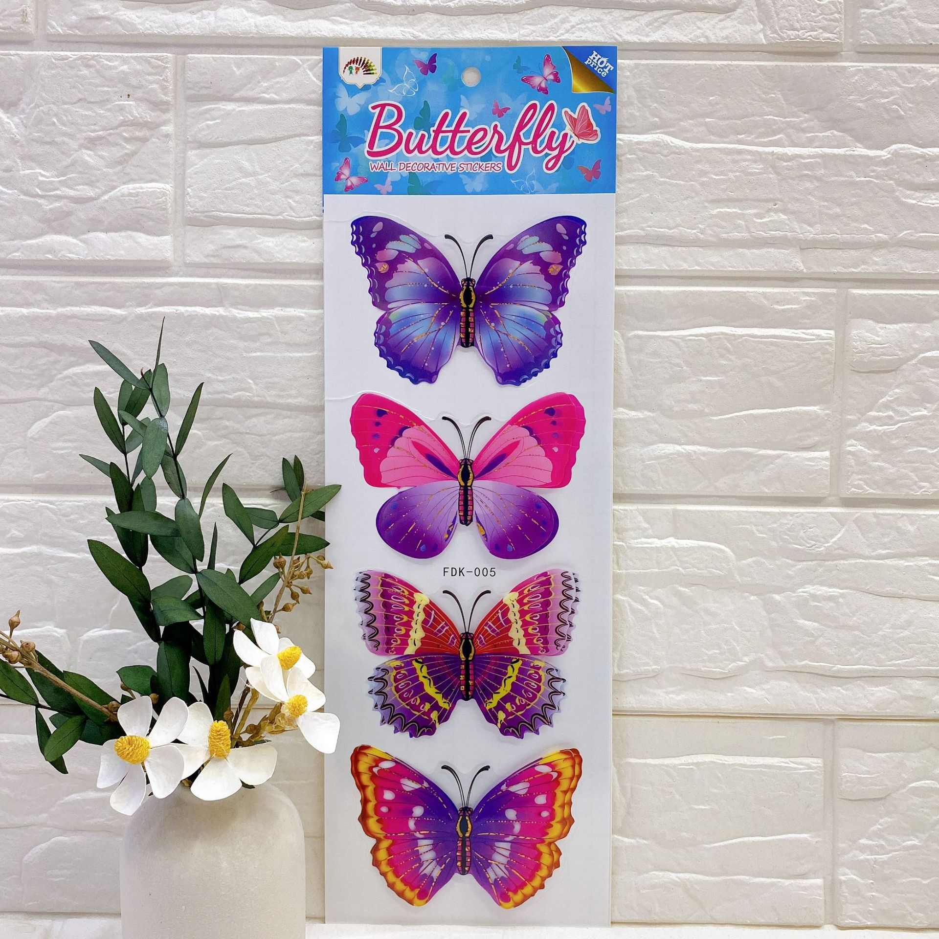 Gilding Four Butterflies Three-Dimensional Stickers Living Room Bedroom Wall Home Decoration Wall Stickers 3D Three-Dimensional Handmade Layer Wall