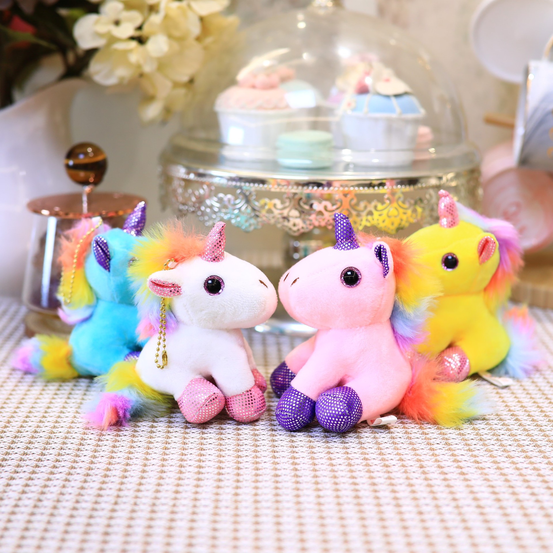 独角兽12cm抖音网红公仔新款抓机娃娃玩具公司赠品礼物4寸钥匙扣