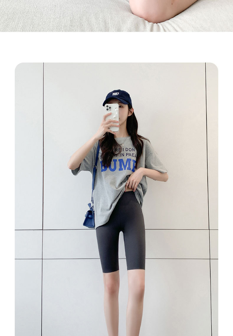 1900#鲨鱼裤女夏薄款外穿收腹提臀打底安全裤芭比瑜伽五分骑行裤