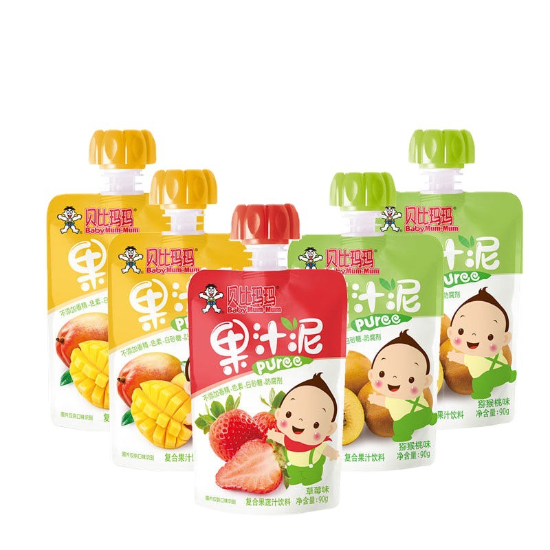 贝比玛玛果汁泥水果泥儿童辅食宝宝零食新口味90g 6口味可选儿童果泥
