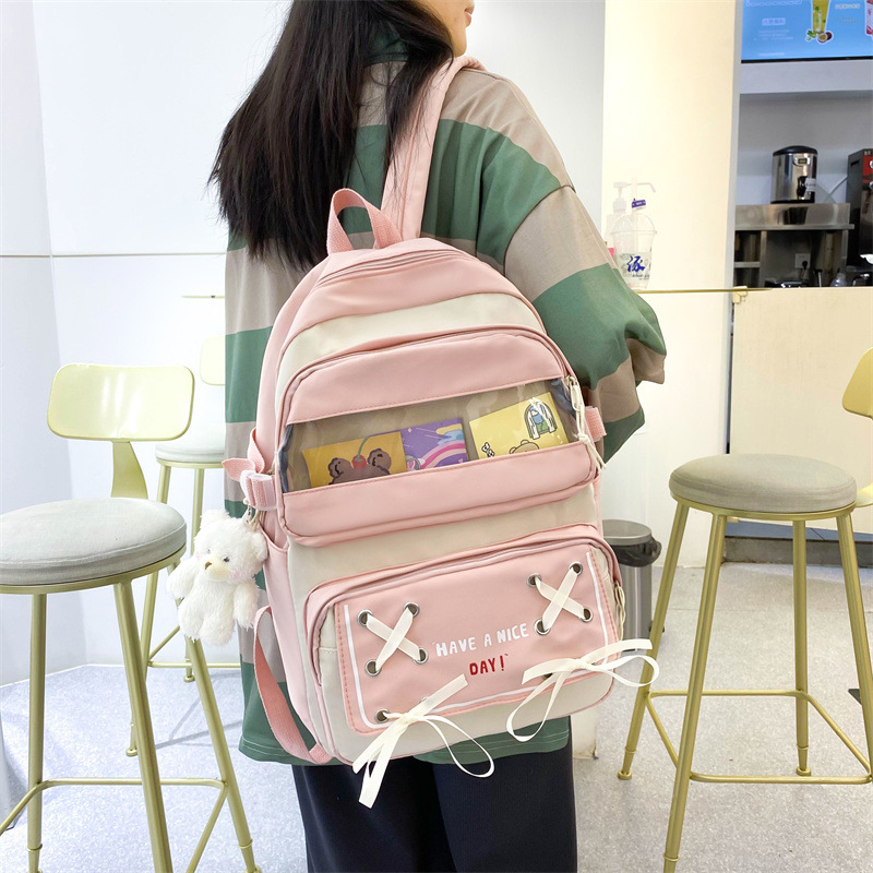 2022 Spring New Junior High School Student Fresh Large Capacity Schoolbag Korean Style Women's Casual Backpack Wholesale