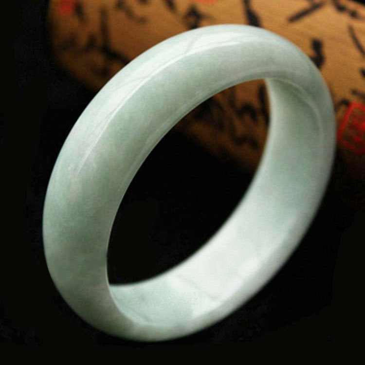 贵州翠玉石手镯 女款a货豆色纯色玉镯子翡翠色玉石手镯贵州翠玉镯