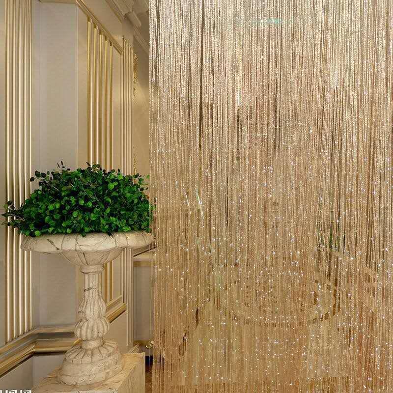 Encrypted Silver Silk String Curtain Bedroom Mosquito-Proof Curtain Curtain Summer Living Room Soft Partition Curtain Tassel Wedding Celebration Decoration Curtain