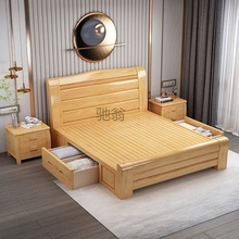 lr实木单人床1m1.2米小户型1.35米加厚家用1.5米1.8双人高箱储物