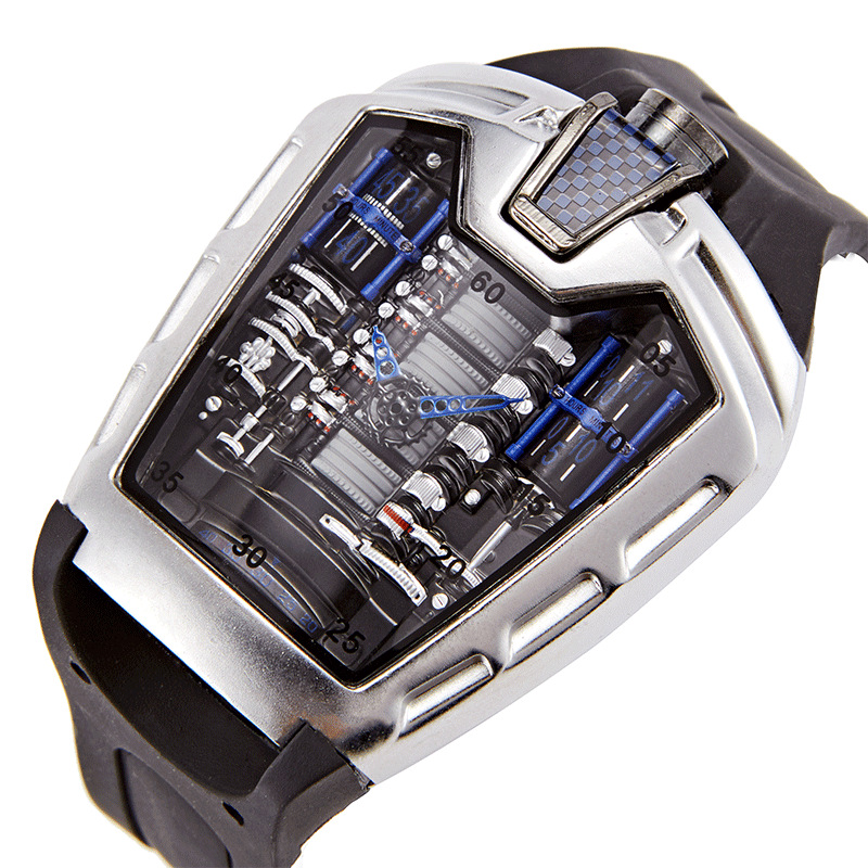 巴雷特新概念16缸发动机手表男学生潮流引擎跑车潮男表抖音直播款