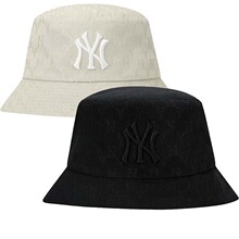 MLB帽子洋基队NY暗纹老花满标压花渔夫帽夏季遮阳盆帽男女同款潮