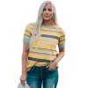 Europe and America stripe Hit color leisure time Short sleeved jacket Amazon Cross border Versatile T-shirts Self cultivation T-shirt 25114092