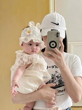 婴儿帽子夏季薄款小月龄女宝宝囟门帽空顶遮阳帽新生儿护头卤发带