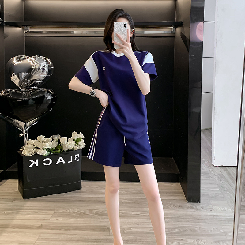 时尚韩版短裤运动装套装女2024新款洋气减龄显瘦跑步运动服两件套