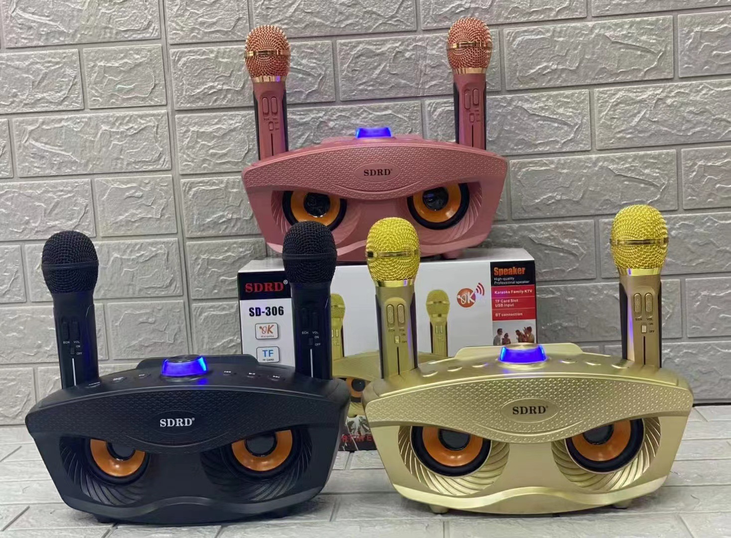 sd306家庭电视ktv套装便携插卡蓝牙音响一体麦克风无线话筒k歌