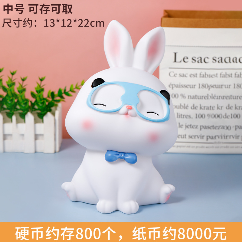 2023 Adorable Rabbit Coin Bank Large Capacity Anti-Fall Cartoon Savings Bank New Rabbit Domestic Ornaments in Stock