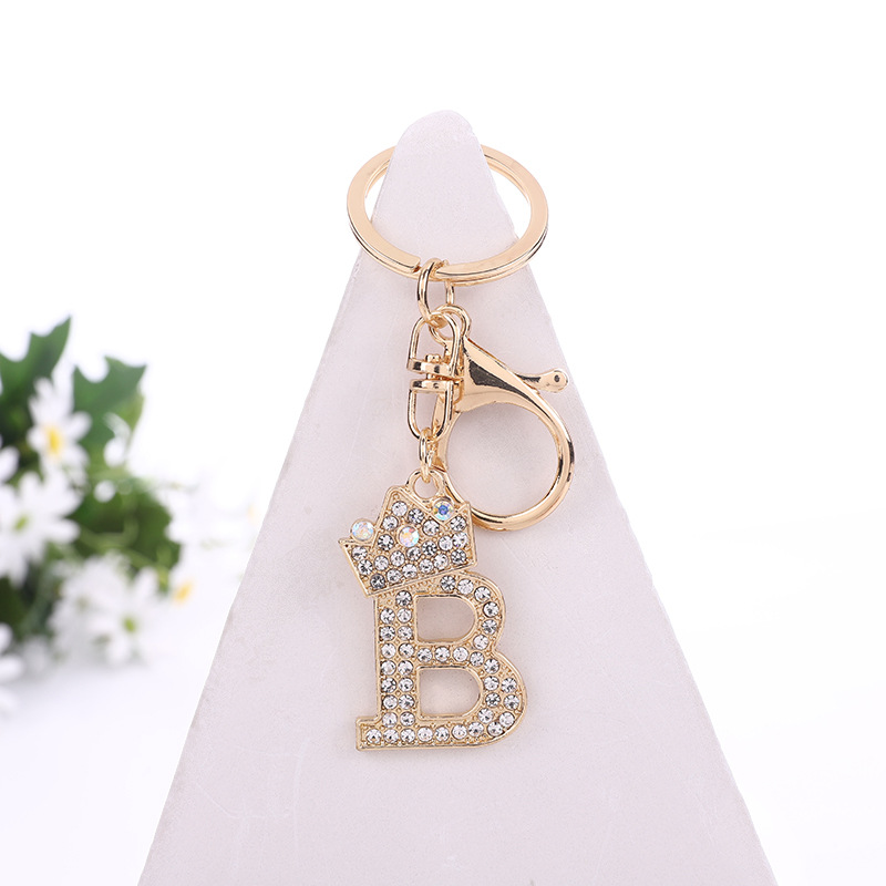 Fashion Korean Style Zinc Alloy Women's Rhinestone Decorative Letters Keychain Elegant Graceful Handbag Backpack Pendant in Stock