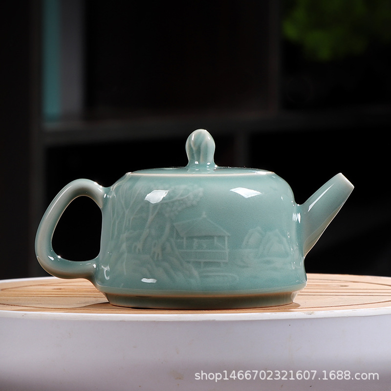 龙泉御茗青瓷单壶陶瓷功夫茶具大号泡茶壶带过滤茶壶办公家用送礼
