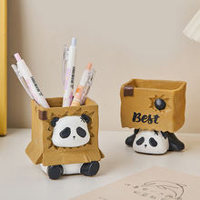 生日礼物送可爱熊猫笔筒摆件办公室桌面收纳学生小礼品大容量