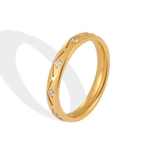 欧美跨境新款小众ins时尚几何菱形九粒钻石钛钢戒指女个性指环