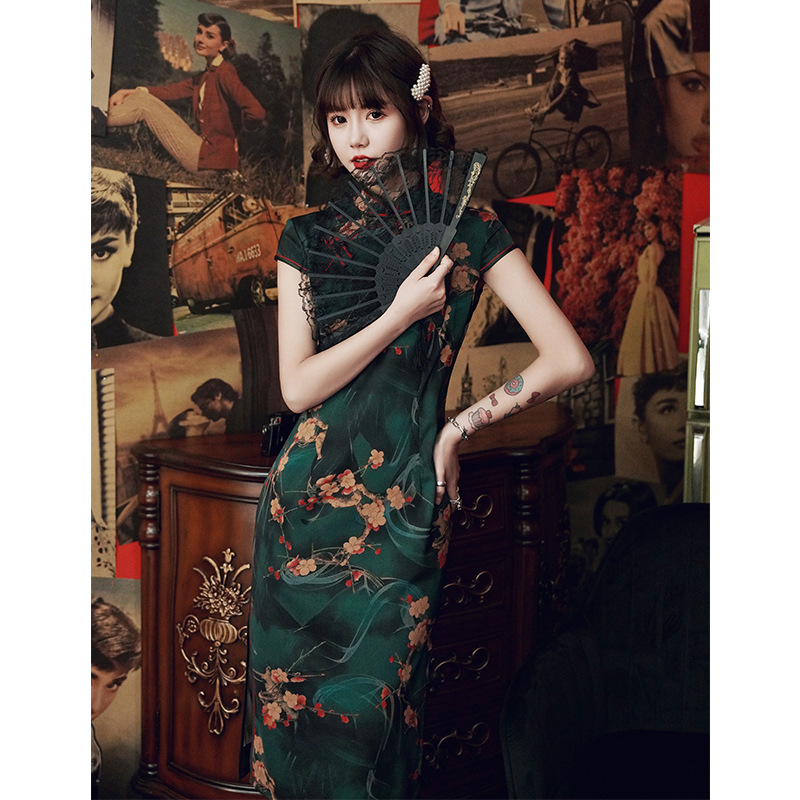 老上海旗袍年轻款少女改良版复古民国气质中国风军阀太太秋冬长款