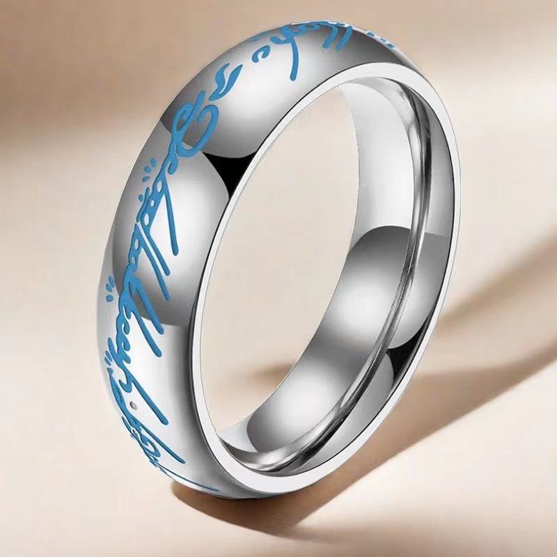 戒指不掉色小众设计ins不锈钢欧美跨境魔戒钛钢指环饰品手饰批发