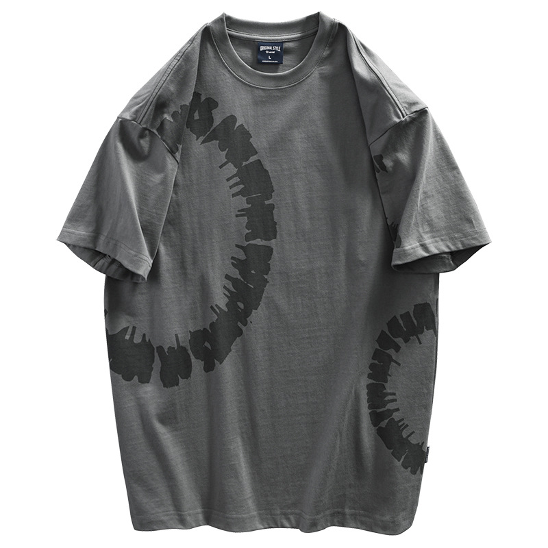 Customized Summer Heavy 280G Short Sleeve T-shirt American Retro Printed Fashionable T Loose Half Sleeve T-shirt