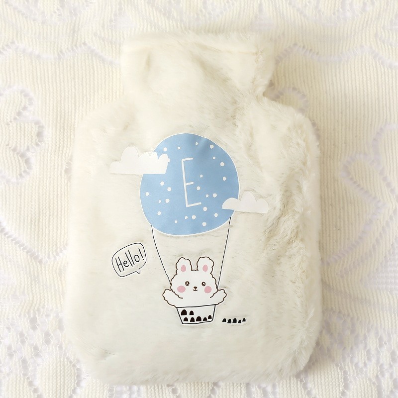 Hot Water Bag Thickened Fleece Cloth Cover Hand Warmer PVC Hand Warmer Hot-Water Bag Hot Water Injection Bag Cartoon Heating Pad