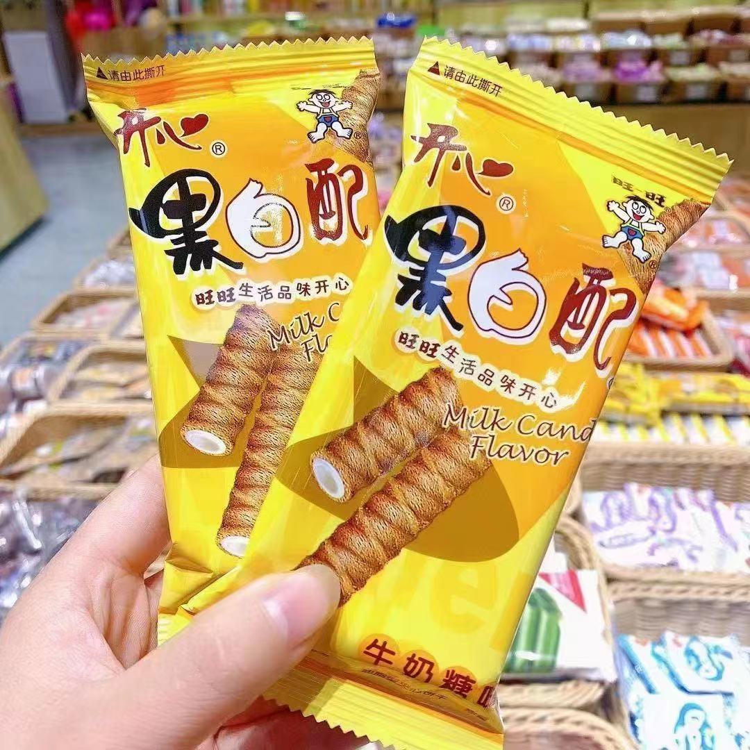 食品批发 零食小吃饼干 旺旺黑白配夹心蛋卷 整箱出售 一箱6斤