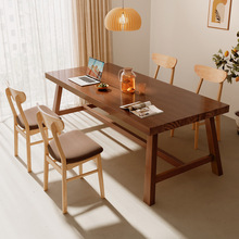北欧实木腿餐桌现代简约轻奢长方形桌椅组合小户型家用吃饭桌