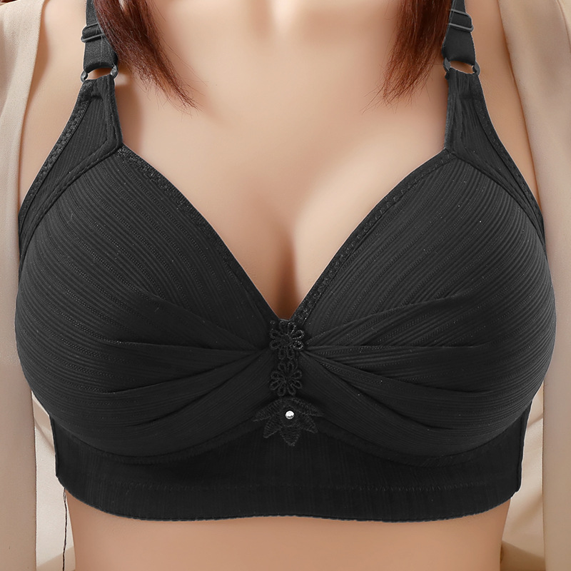 Source Factory Foreign Trade Large Size Underwear Female Thin Mould Cup Middle-Aged and Elderly Comfortable Three Breasted Bra Hair Fg Cup Bra