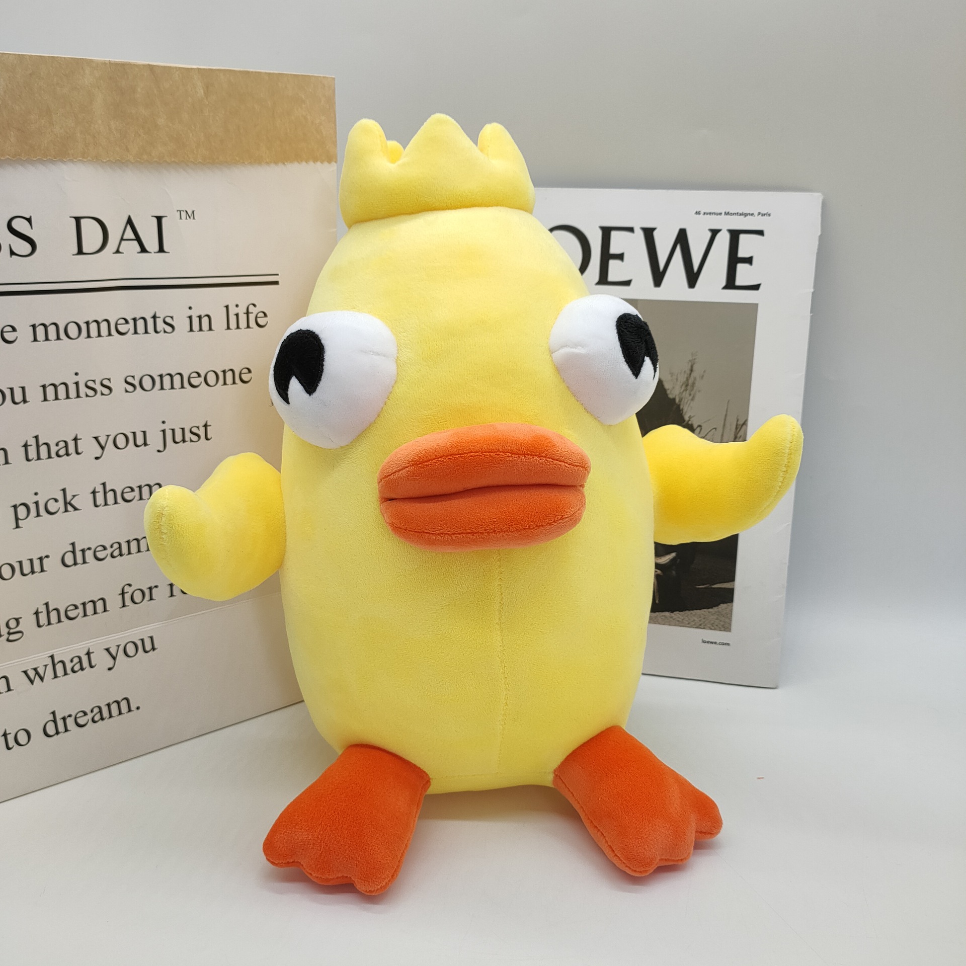 跨境新品ducky momo plush 香肠嘴黄鸭毛绒公仔 毛绒玩偶