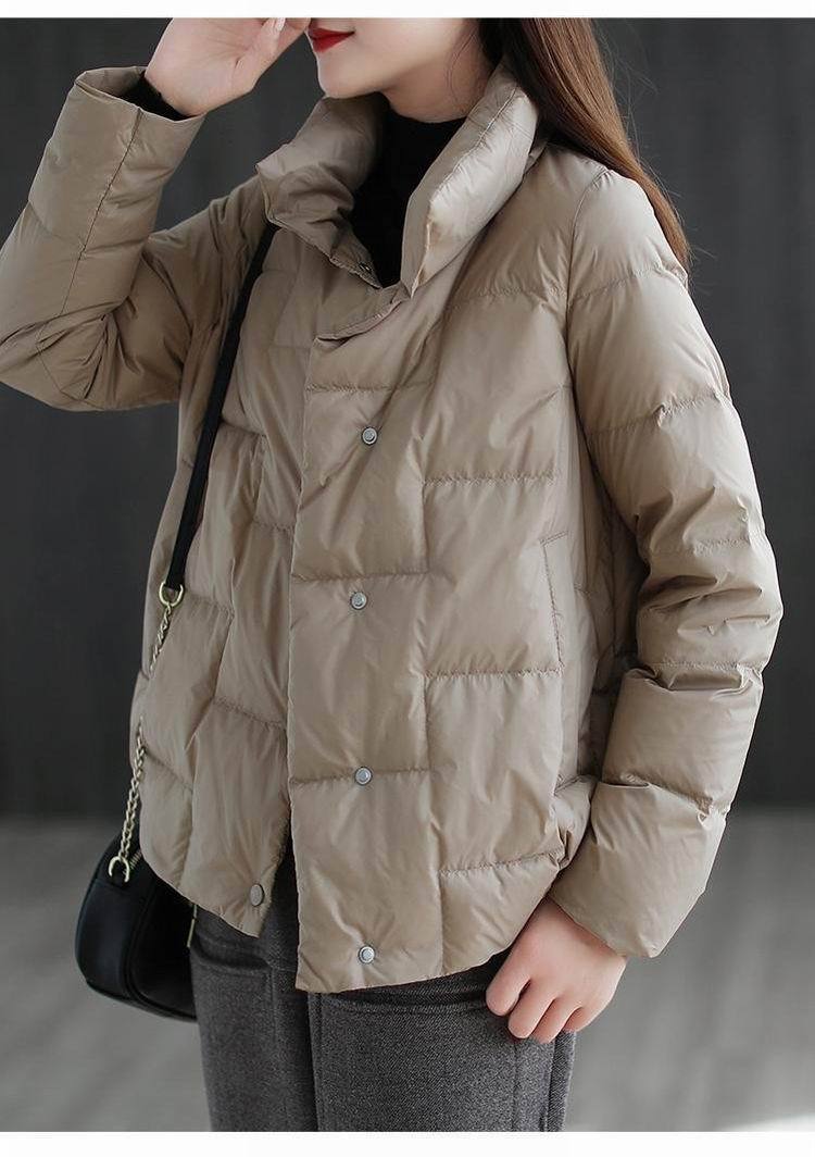 冬装新款立领轻薄羽绒服女冬季宽松百搭90白鸭绒羽绒服短外套女装