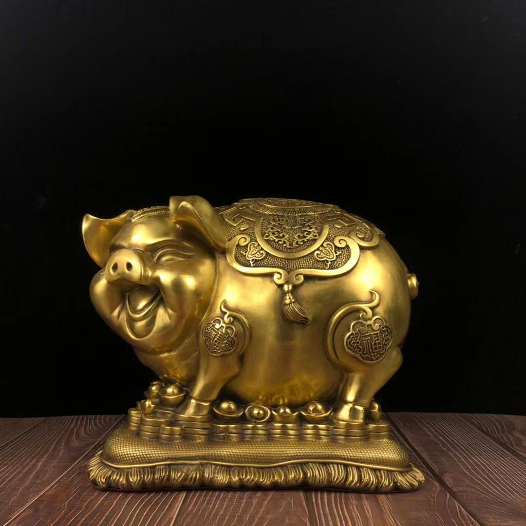 铜金猪摆件
