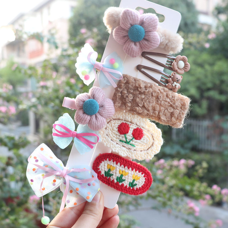 Cute BB Clip Plush Barrettes Set New Bangs Side Clip Elegant Hair Pin Headdress Korean Style Children Wholesale